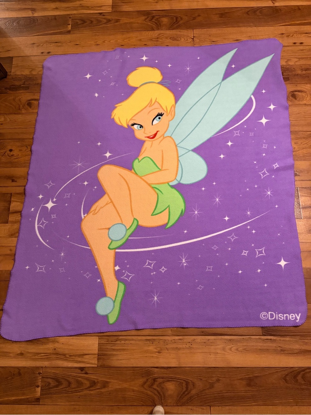 Tinker Bell Disney Lavender Plush Throw- Mint and Yellow Accents XL 60 X 100 Y2K